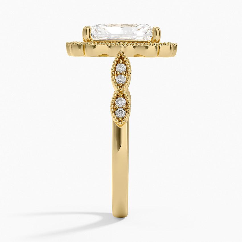 Cadenza Halo Diamond Ring - Radiant Cut Center Stone