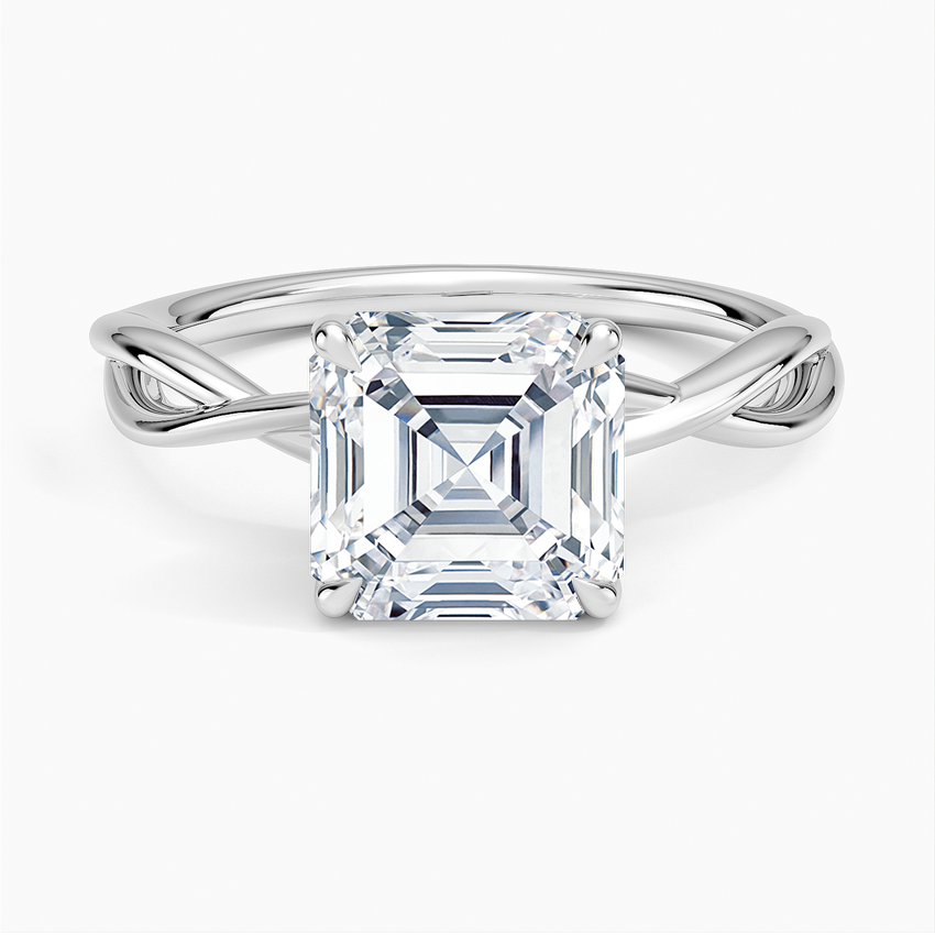 Alya Twist Solitaire Ring - Asscher Cut Center Stone