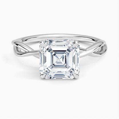 Alya Twist Solitaire Ring - Asscher Cut Center Stone
