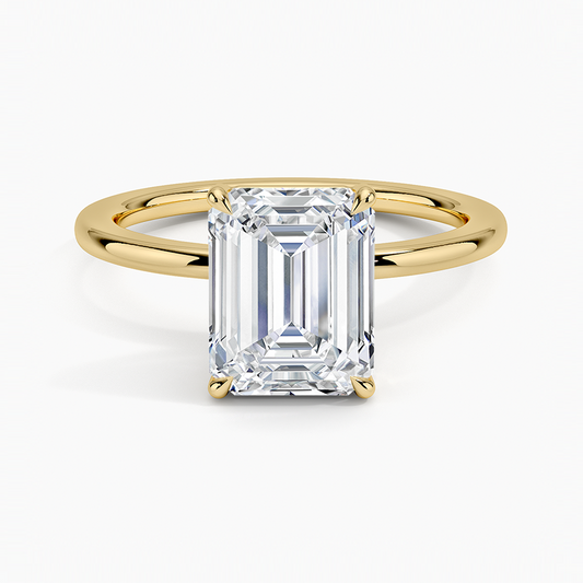 Audrey Perfect Fit 1.4mm Solitaire Ring - Emerald Cut Center Stone
