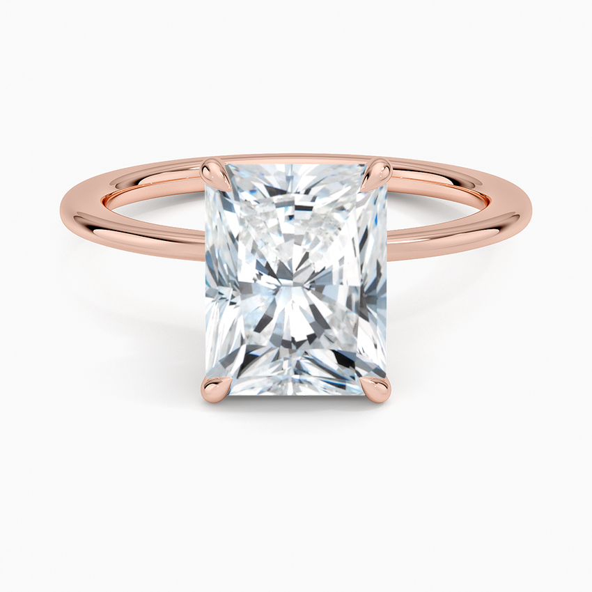 Petite Secret Halo Diamond Ring - Radiant Cut Center Stone