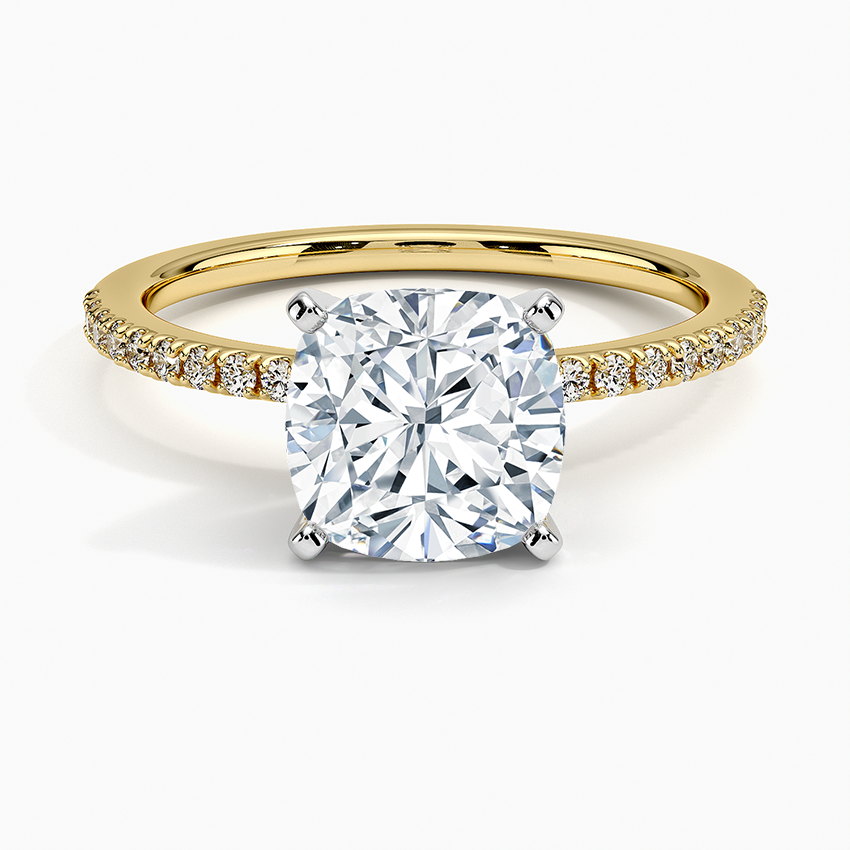 Ballad Half Coverage Diamond Ring (1/8 ct. tw.) - Cushion Cut Center Stone