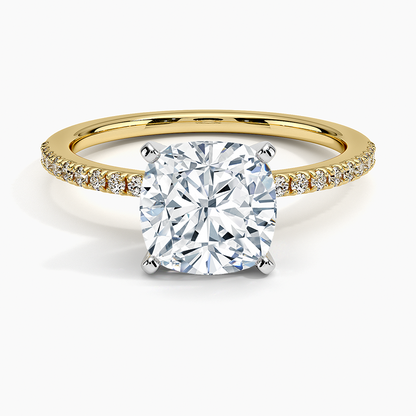 Ballad Half Coverage Diamond Ring (1/8 ct. tw.) - Cushion Cut Center Stone