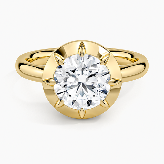 Harper Bezel Prong Solitaire Ring - Round Center Stone