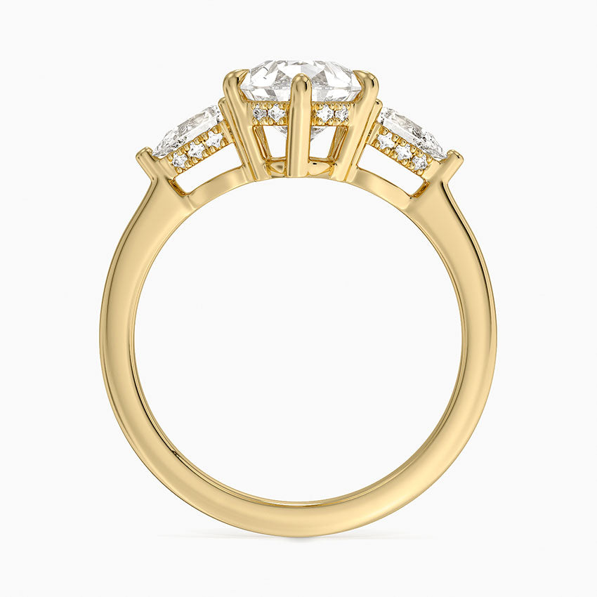 Adorned Opera Three Stone Diamond Ring (1/2 ct. tw.) - Pear Cut Center Stone
