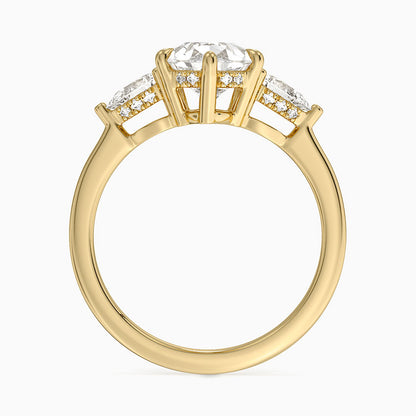 Adorned Opera Three Stone Diamond Ring (1/2 ct. tw.) - Pear Cut Center Stone