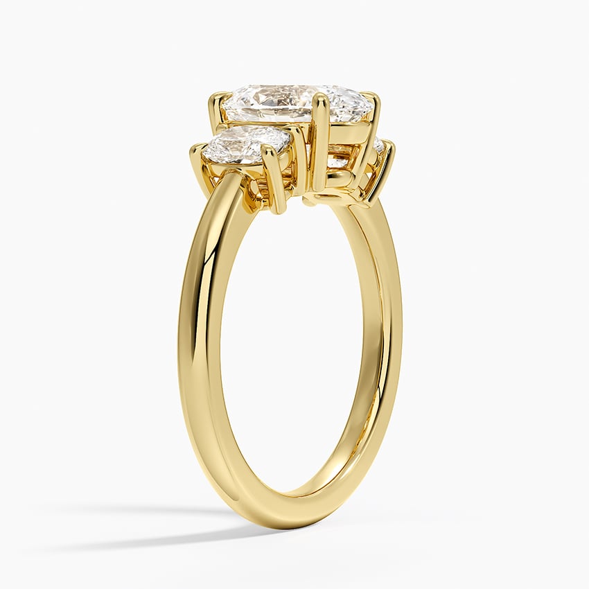 Faye Elongated Cushion Three Stone Diamond Ring - Oval Cut Center Stone