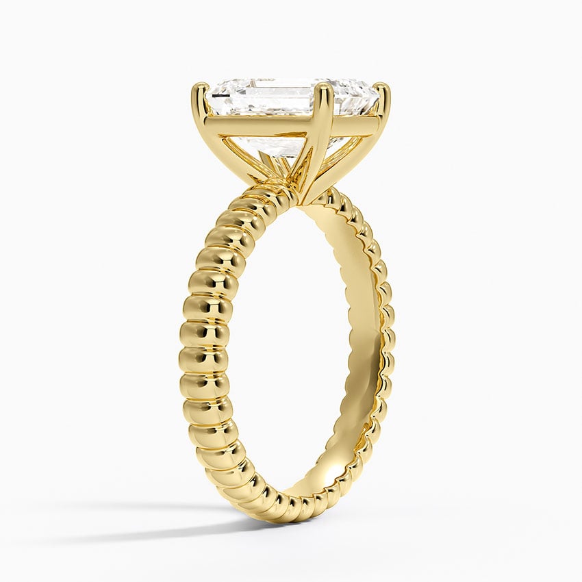 Petra Textured Solitaire Ring - Emerald Cut Center Stone