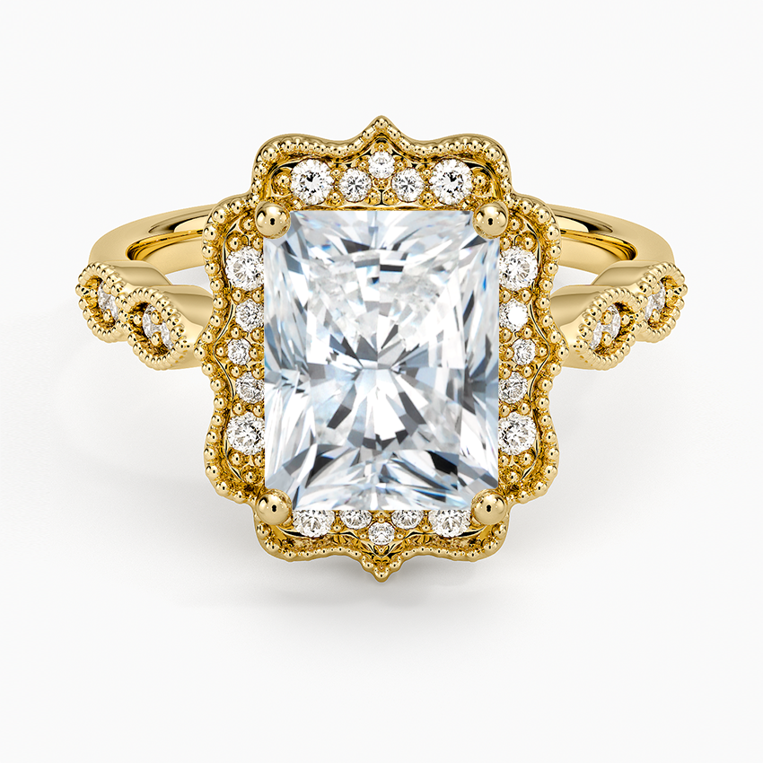 Cadenza Halo Diamond Ring - Radiant Cut Center Stone