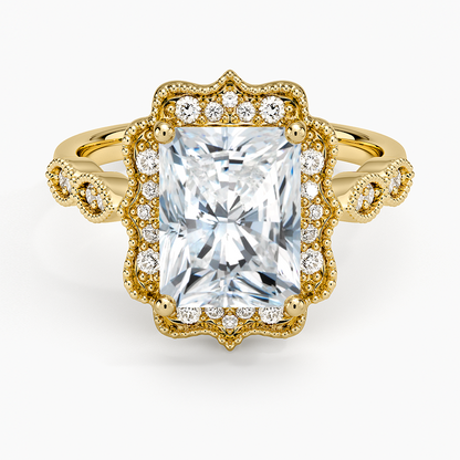 Cadenza Halo Diamond Ring - Radiant Cut Center Stone