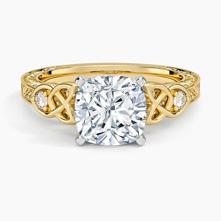 Aberdeen Celtic Diamond Ring - Cushion Cut Center Stone