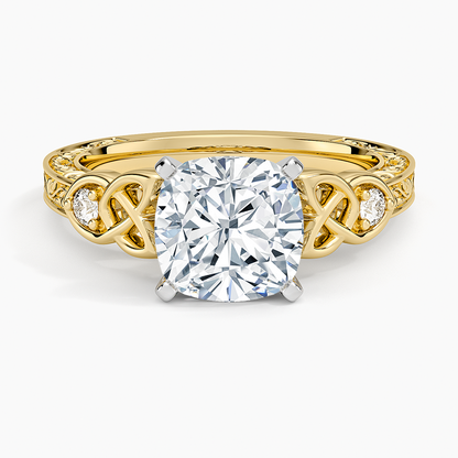 Aberdeen Celtic Diamond Ring - Cushion Cut Center Stone