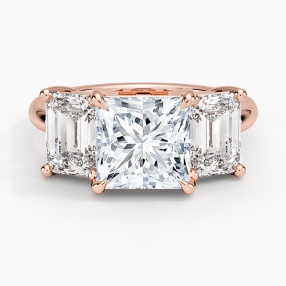 Luxe Rhiannon Three Stone Diamond Ring (1 1/10 ct. tw.) - Princess Cut Center Stone