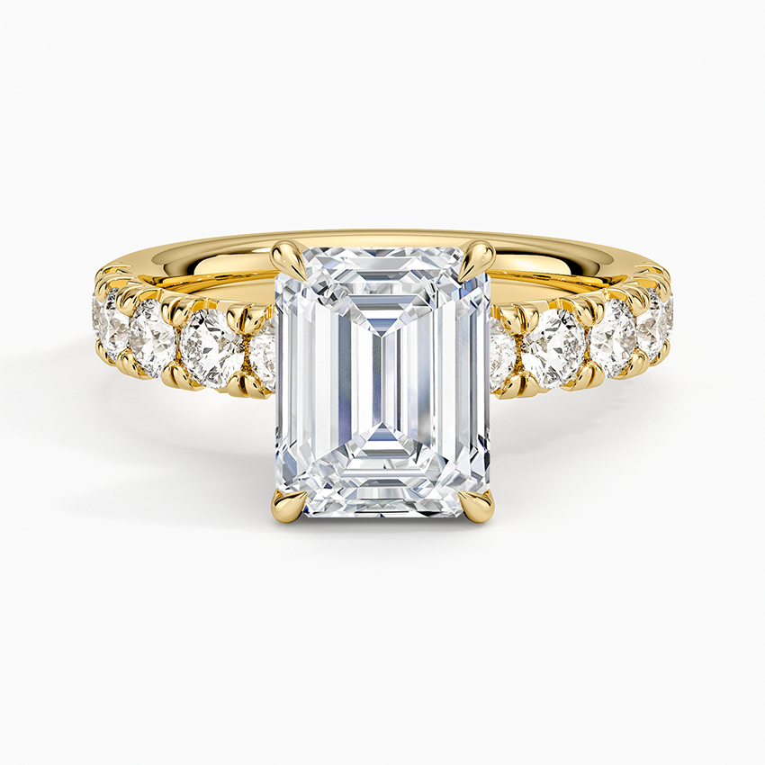 Ellora Half Coverage Diamond Ring - Emerald Cut Center Stone