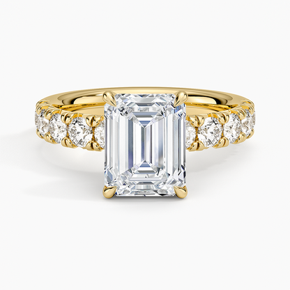 Ellora Half Coverage Diamond Ring - Emerald Cut Center Stone