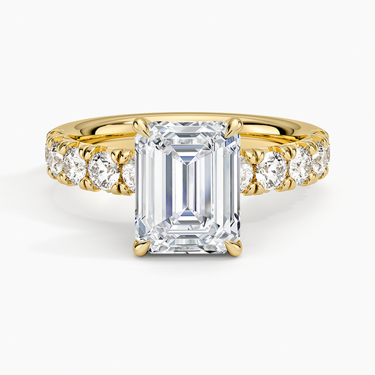 Ellora Half Coverage Diamond Ring - Emerald Cut Center Stone