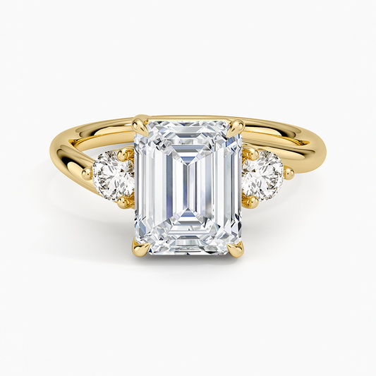 Atelier Three Stone Diamond Ring (1/3 ct. tw.) - Emerald Cut Center Stone