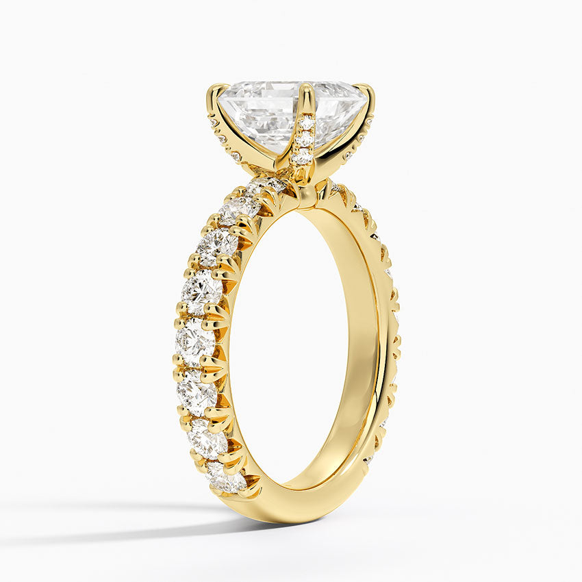 Ellora Three-Quarter Coverage Diamond Ring - Asscher Cut Center Stone