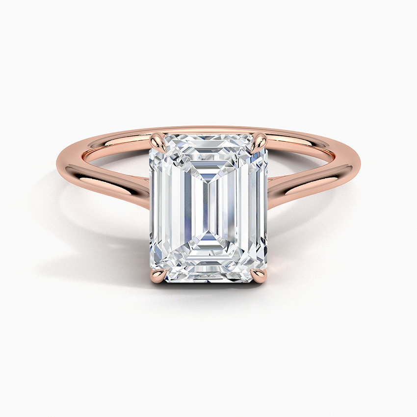 1.4mm Provence Solitaire Ring - Emerald Cut Center Stone