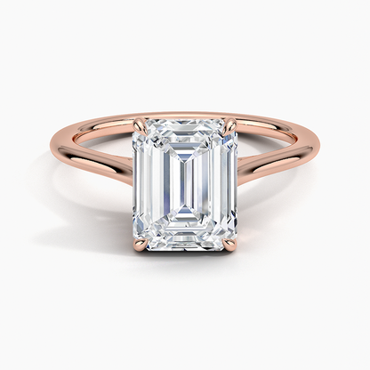 1.4mm Provence Solitaire Ring - Emerald Cut Center Stone