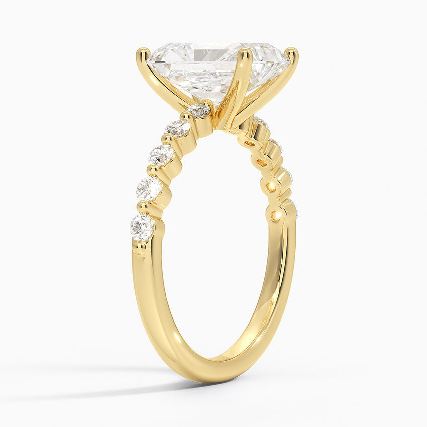 Marseille Half Coverage Diamond Ring (1/4 ct. tw.) - Radiant Cut Center Stone