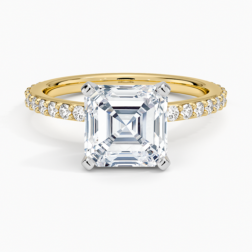 Petite Shared Prong Three-Quarter Coverage Diamond Ring (1/3 ct. tw.) - Asscher Cut Center Stone