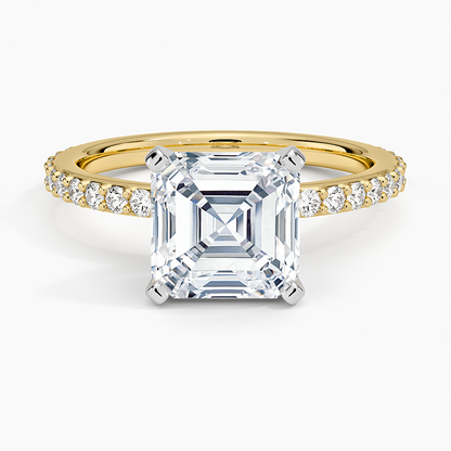Petite Shared Prong Three-Quarter Coverage Diamond Ring (1/3 ct. tw.) - Asscher Cut Center Stone