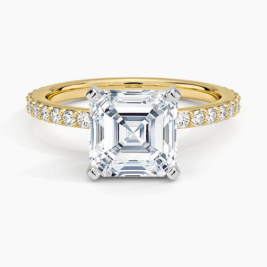 Petite Shared Prong Three-Quarter Coverage Diamond Ring (1/3 ct. tw.) - Asscher Cut Center Stone