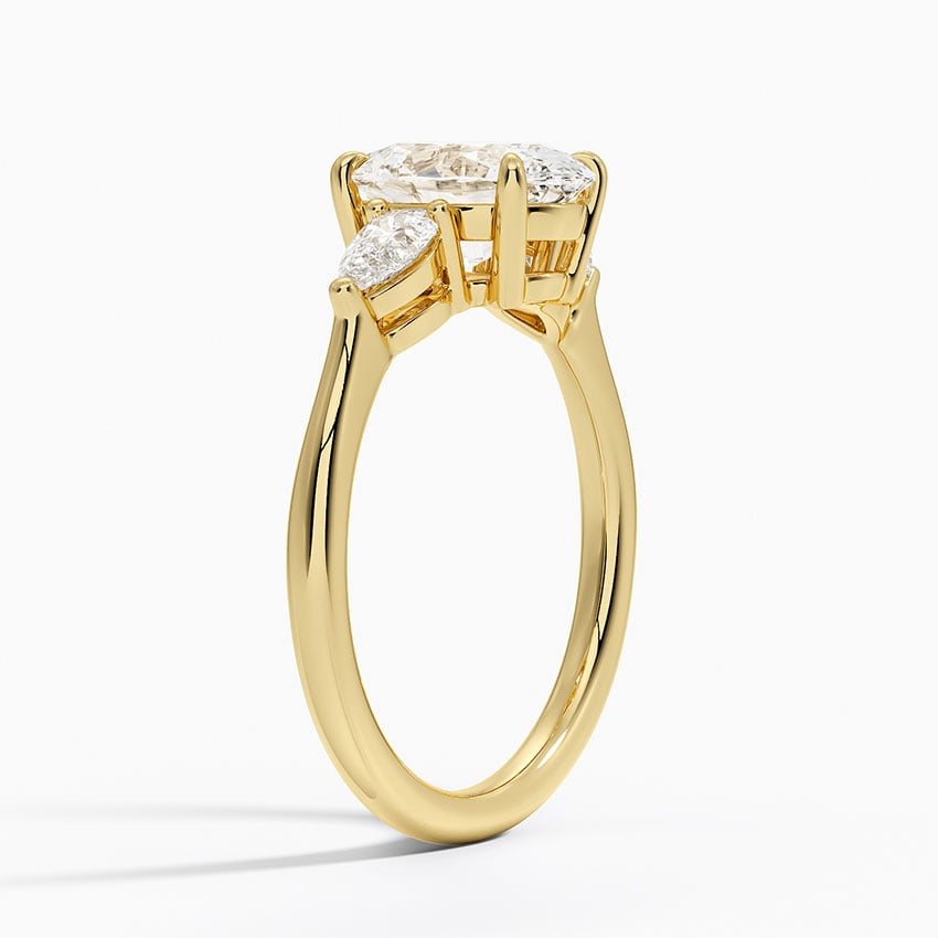 Opera Three Stone Diamond Ring - Oval Center Stone