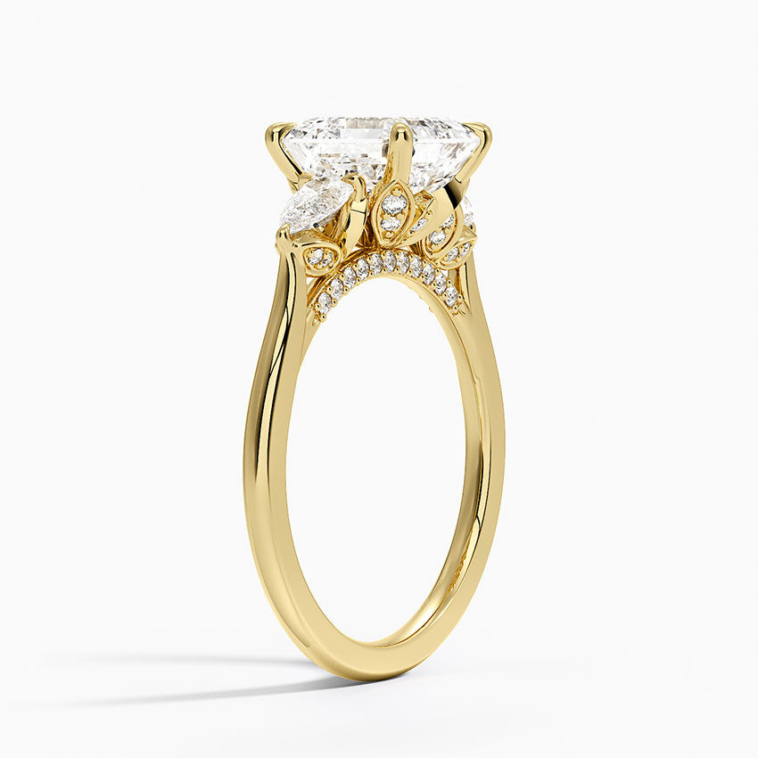 Petal Pear Three Stone Diamond Ring (1/2 ct. tw.) - Asscher Cut Center Stone