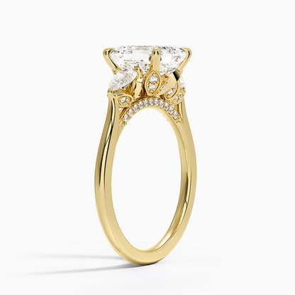 Petal Pear Three Stone Diamond Ring (1/2 ct. tw.) - Asscher Cut Center Stone