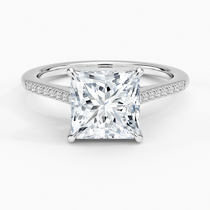 Lissome Half Coverage Diamond Ring - Princess Cut Center Stone