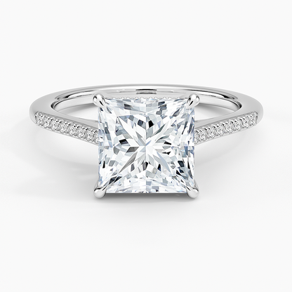 Lissome Half Coverage Diamond Ring - Princess Cut Center Stone