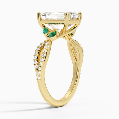 Luxe Willow Lab Emerald and Diamond Ring (1/8 ct. tw.) - Emerald Cut Center Stone