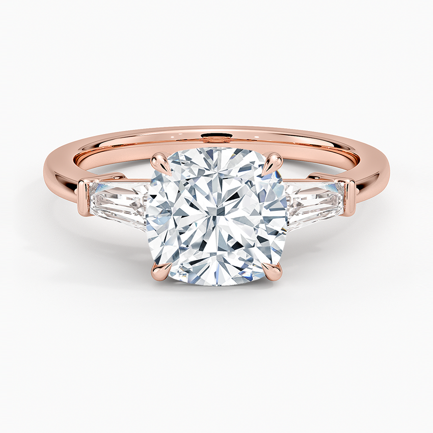 Symphony Tapered Baguette Three Stone Diamond Ring (1/2 ct. tw.) - Cushion Cut Center Stone