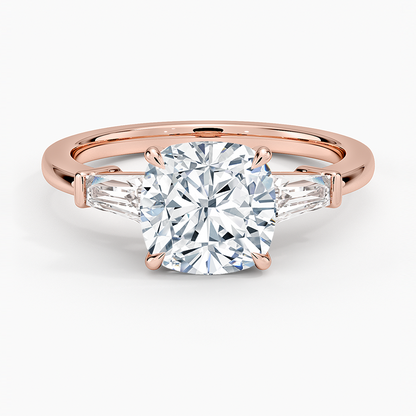 Symphony Tapered Baguette Three Stone Diamond Ring (1/2 ct. tw.) - Cushion Cut Center Stone