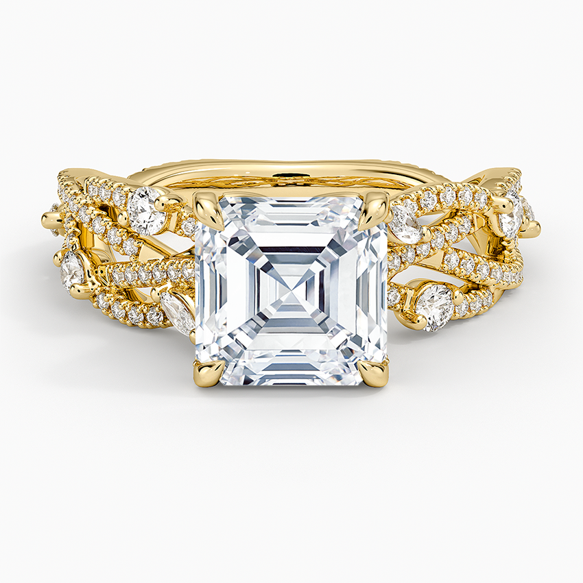 Grand Secret Garden Diamond Ring - Asscher Cut Center Stone