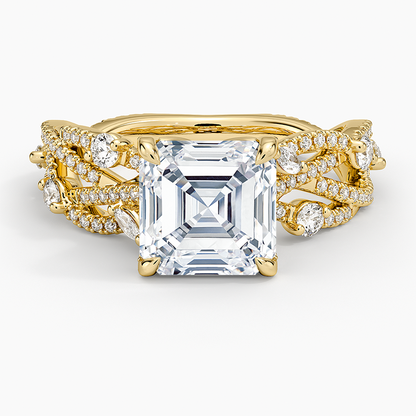 Grand Secret Garden Diamond Ring - Asscher Cut Center Stone