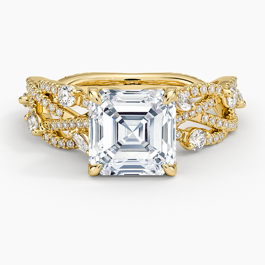 Grand Secret Garden Diamond Ring - Asscher Cut Center Stone