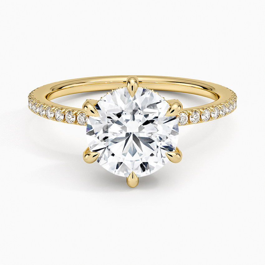 Viviana Three-Quarter Coverage Six-Prong Diamond Ring (1/3 ct. tw.) - Round Center Stone
