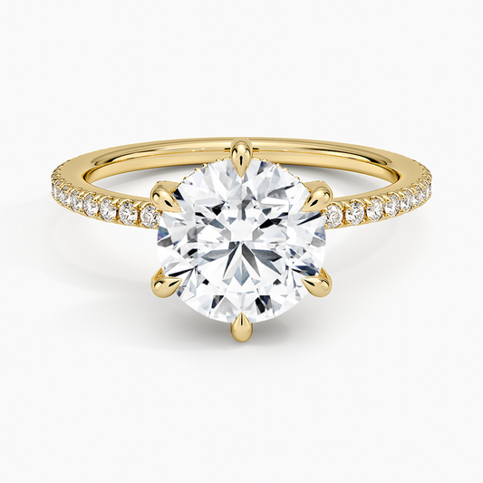 Viviana Three-Quarter Coverage Six-Prong Diamond Ring (1/3 ct. tw.) - Round Center Stone