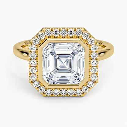 Bezel Halo Diamond Ring (1/4 ct. tw.) - Asscher Cut Center Stone