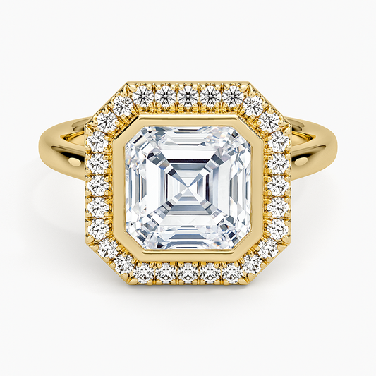 Bezel Halo Diamond Ring (1/4 ct. tw.) - Asscher Cut Center Stone