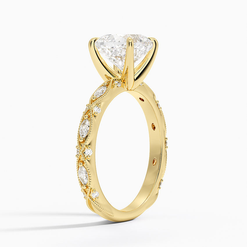 Celestia Milgrain Diamond Ring (1/4 ct. tw.) - Cushion Cut Center Stone