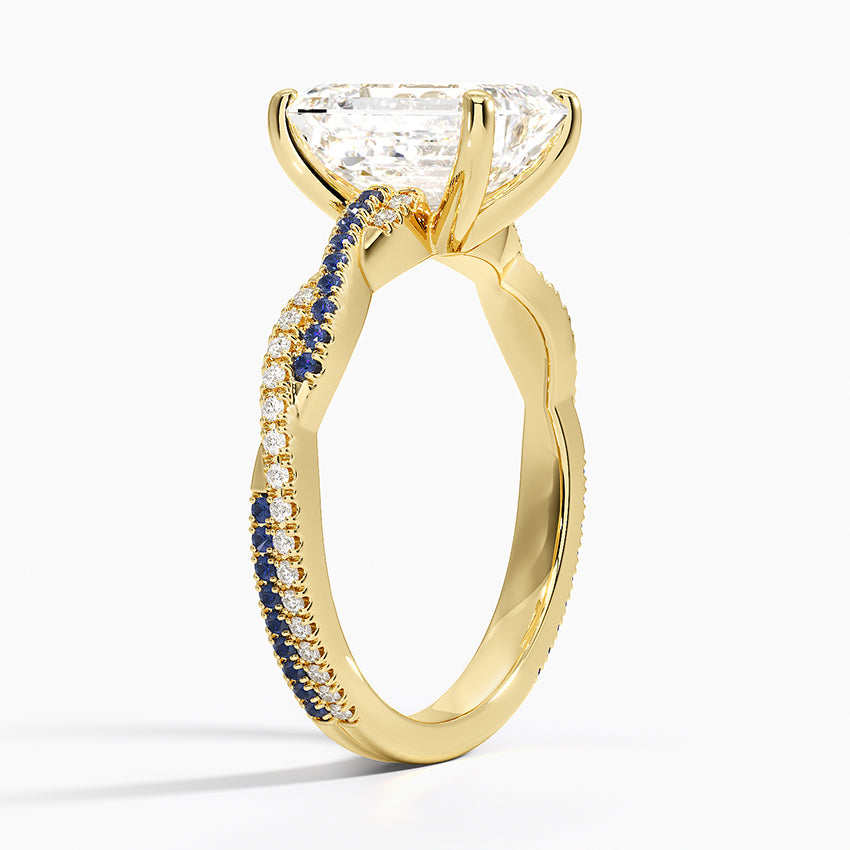 Petite Luxe Twisted Vine Sapphire and Diamond Ring (1/8 ct. tw.) - Emerald Cut Center Stone