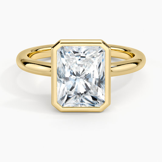 Julietta Bezel Solitaire Ring - Radiant Cut Center Stone