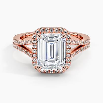 Fortuna Halo Diamond Ring (1/2 ct. tw.) - Emerald Cut Center Stone