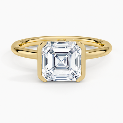 Annika Semi-Bezel Solitaire Ring - Asscher Cut Center Stone