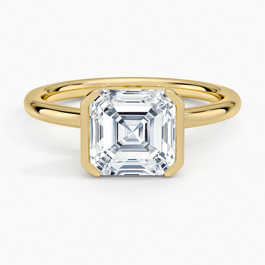 Annika Semi-Bezel Solitaire Ring - Asscher Cut Center Stone