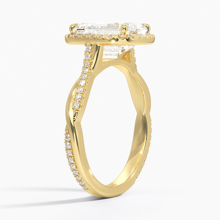 Petite Twisted Vine Halo Diamond Ring (1/4 ct. tw.) - Emerald Cut Center Stone